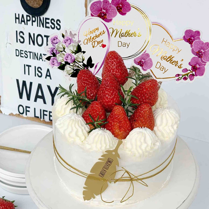 Timisea 24pcs Happy Mother's Day Cupcake Toppers, Heart Round Butterfly Orchid Rose Flower Cupcake Picks, Cake Decoration for Birthday Mother's Day Party Favors Supplies Favors - Image 3