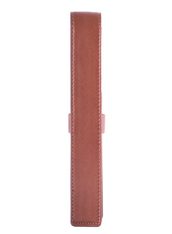 DiLoro Leather Single Pen Case Pencil Pouch Holder for One Fountain Ballpoint Rollerball Pen and Pencil (Bugatti Tan) - Image 4