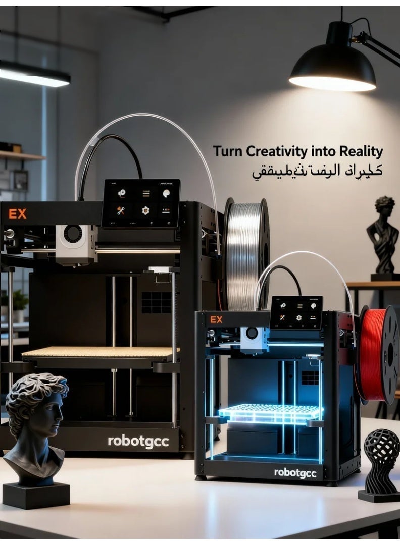 robotgcc High-Speed Desktop 3D Printer FDM Machine with Steel Frame for Professional Printing, 600mm/s Fast Printing Speed, High Precision Layer Accuracy, Stable Motion Control, Reliable Extrusion System, Desktop Manufacturing Solution for Rapid Prototyping, Engineering Validation, Educational 3D Printing, Maker Projects, Functional Parts Production, Large Model Printing, Continuous Long-Time Printing, Accurate Dimensional Results, Vibration Compensation Technology, High Acceleration 20000mm/s², Precision Filament Feeding, Professional Desktop 3D Printer for Designers, Engineers, Students, Makers, Schools, Labs, Workshops, Product Development, and Small-Scale Manufacturing - Image 3