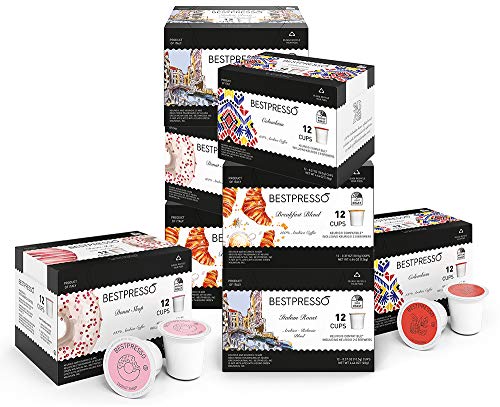 Bestpresso Coffee, Variety Pack Single Serve K-Cup Pods, 96 Count. Includes Breakfast, Colombian, Donut and Italian (Compatible With 2.0 Keurig Brewers) 8 Packs Of 12 Cups - Image 3