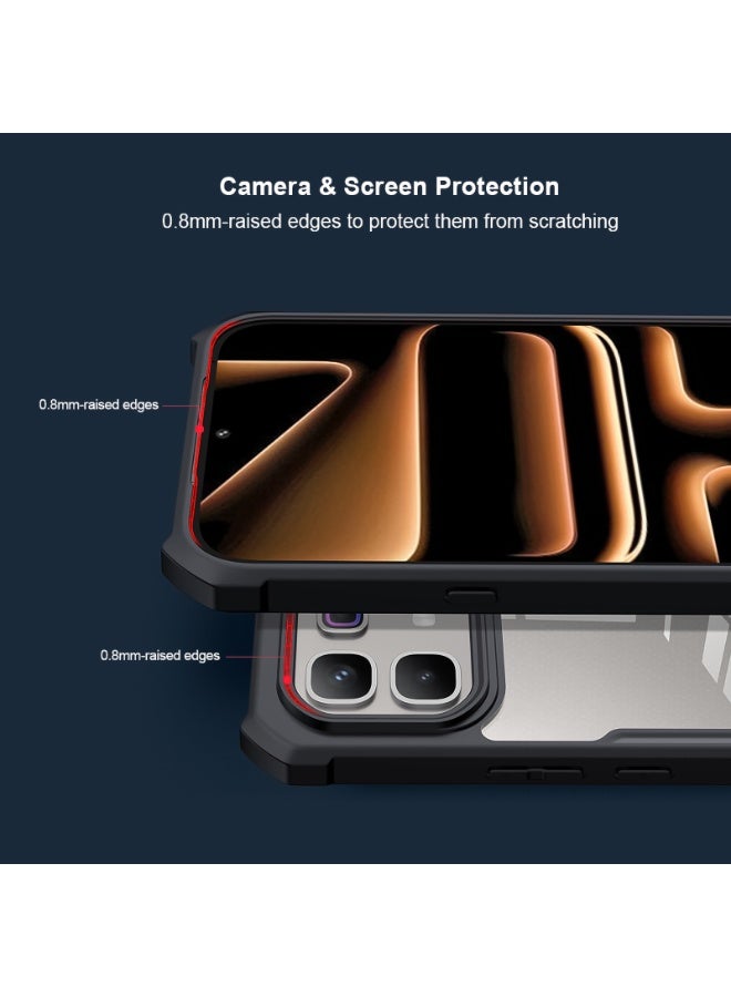 إكسوند غطاء حماية متوافق مع for Infinix Note 60 / 60 Pro 5G، بتصميم حماية مرتفع للكاميرا، هيكل هجين من TPU وPC، غطاء خلفي أسود شفاف نحيف ومضاد للاصفرار - Image 2