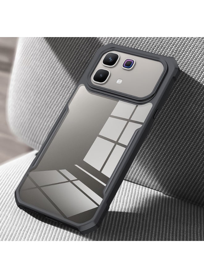 إكسوند غطاء حماية متوافق مع for Infinix Note 60 / 60 Pro 5G، بتصميم حماية مرتفع للكاميرا، هيكل هجين من TPU وPC، غطاء خلفي أسود شفاف نحيف ومضاد للاصفرار - Image 4