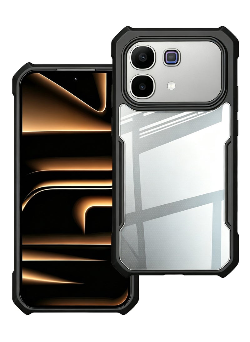 إكسوند غطاء حماية متوافق مع for Infinix Note 60 / 60 Pro 5G، بتصميم حماية مرتفع للكاميرا، هيكل هجين من TPU وPC، غطاء خلفي أسود شفاف نحيف ومضاد للاصفرار - Image 1