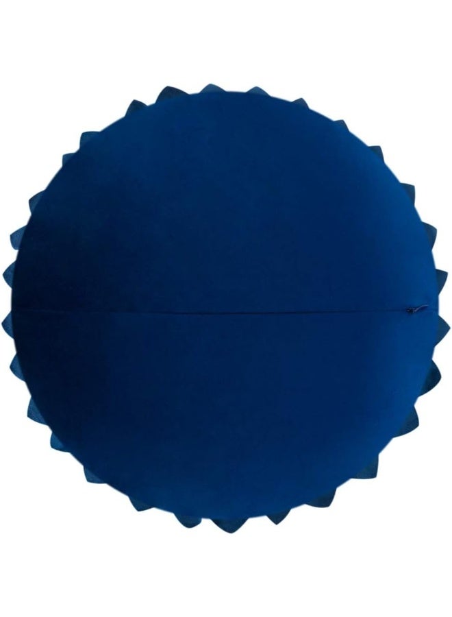 JWH Velvet Flower Throw Pillow Covers Aeshtetic Decorative 3D Sunflower Accent Pillow Case Round Pillowcase Handmade Cushion Living Room Bed Couch Home 12 Inch Navy Blue - Image 2