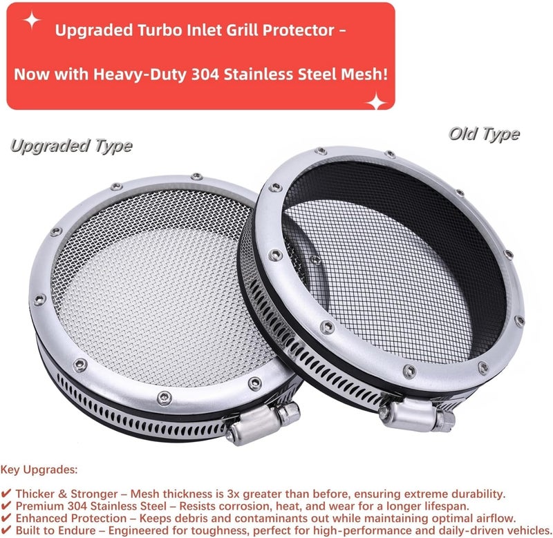 Tucool Racing Turbo Inlet Grill Protector Guard - 3" 3.5" 4" Turbocharge Screen Mesh Air Filter Cover - Image 4
