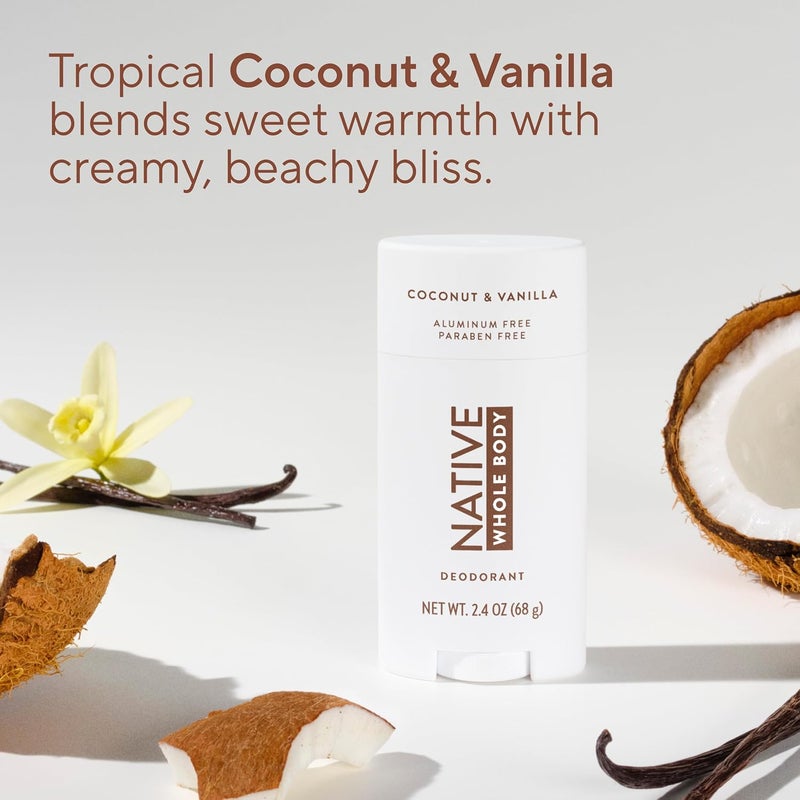 Native Whole Body Deodorant Stick Contains Naturally Derived Ingredients, Deodorant for Men and Women | 72 Hour Odor Protection, Aluminum Free with Coconut Oil and Shea Butter | Coconut & Vanilla - Image 3