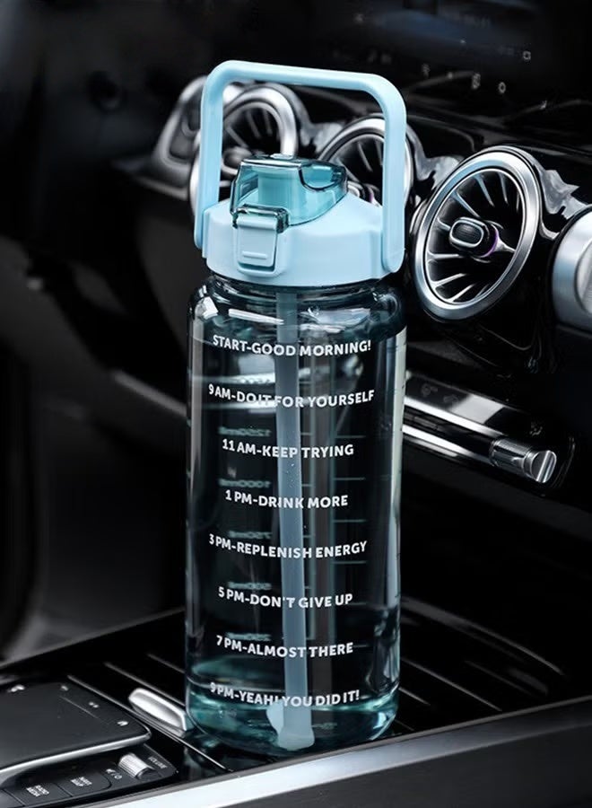 EETU 2 Liter Water Bottles,Motivational Water Bottle With Straw Time Marker,BPA-Free Leakproof Water Jug,Large Water Drink Jug For Home Office Outdoor Sport Fitness Gym,Green - Image 5