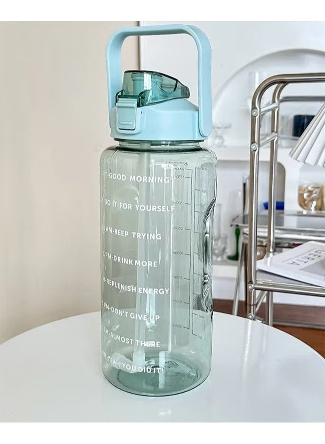 EETU 2 Liter Water Bottles,Motivational Water Bottle With Straw Time Marker,BPA-Free Leakproof Water Jug,Large Water Drink Jug For Home Office Outdoor Sport Fitness Gym,Green - Image 4