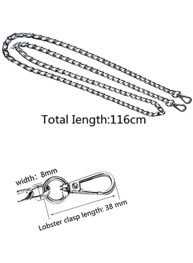 unifun NA ChenYu 2 Pieces 116 cm Chain Strap, Bag Chain, Replacement for Women's Handbags, Shoulder Bag Chain, Silver Bag Chain, Flat Chain with Aluminium Twist Clasp (Light Gold and Silver)  - Image 2