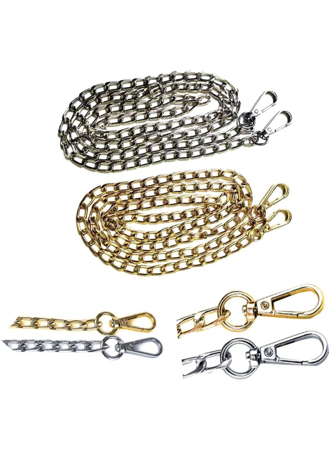 unifun NA ChenYu 2 Pieces 116 cm Chain Strap, Bag Chain, Replacement for Women's Handbags, Shoulder Bag Chain, Silver Bag Chain, Flat Chain with Aluminium Twist Clasp (Light Gold and Silver)  - Image 1