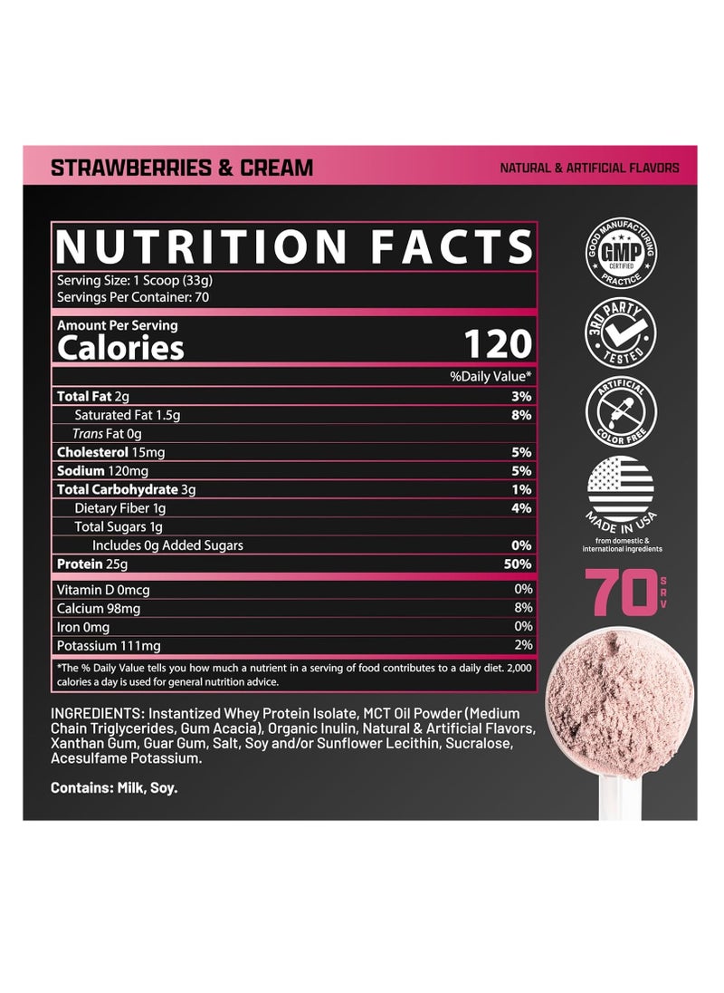 Nutrex Research Isofit Whey Protein Isolate Strawberries &Cream Flavor  5lbs 70 servings 2282 g  - Image 4