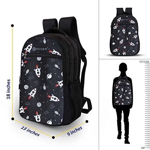 HYDER 35L Space Rocket Printed Latest And Trendy Stylish Waterproof College/Casual/School Bag/Backpack For Kids, Boys, Girls, Men And Women | Best Bags For Everyday Use (Black) - Image 5