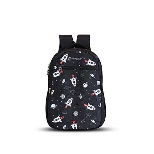 HYDER 35L Space Rocket Printed Latest And Trendy Stylish Waterproof College/Casual/School Bag/Backpack For Kids, Boys, Girls, Men And Women | Best Bags For Everyday Use (Black) - Image 1