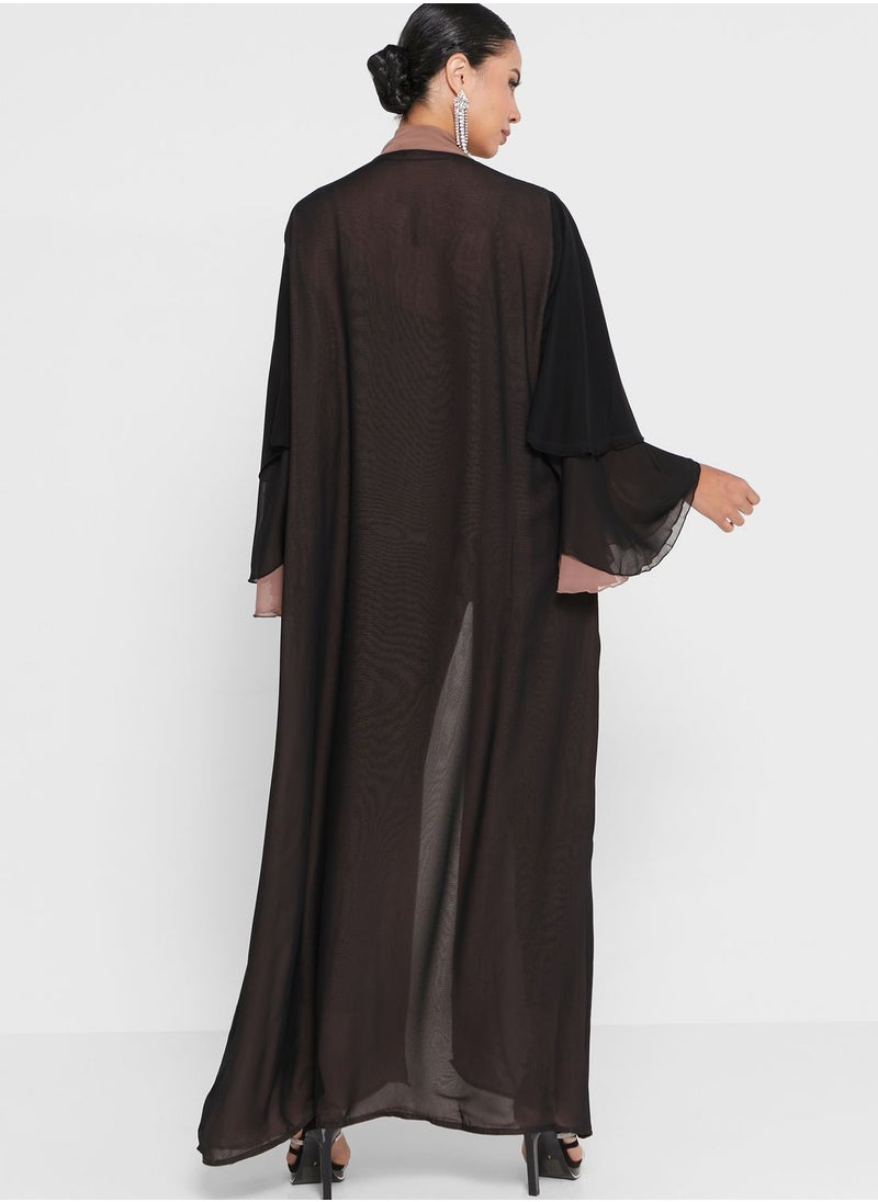 Khizana Panelled Front Abaya With Sheila  - Image 2