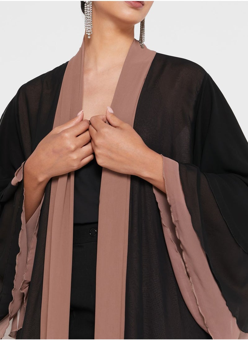 Khizana Panelled Front Abaya With Sheila  - Image 3