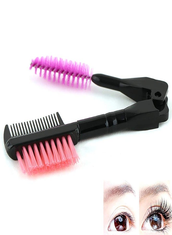 Gugzy Double-end Folding Eyelash Comb Separator Mascara Lift Curl Metal Beauty Eyes Makeup Tool Eyelashes Comb (Pink) - Image 1