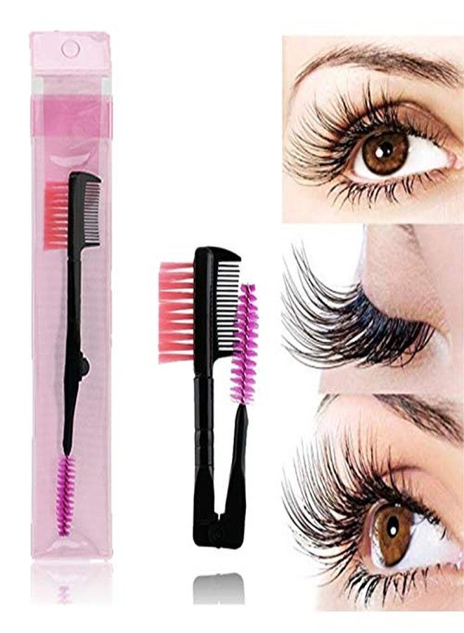 Gugzy Double-end Folding Eyelash Comb Separator Mascara Lift Curl Metal Beauty Eyes Makeup Tool Eyelashes Comb (Pink) - Image 3