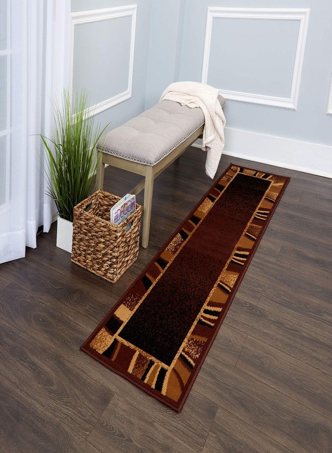 Home Dynamix Premium Rizzy Contemporary Abstract Border Runner Area Rug, Brown/Beige, 1'9"x7'2" - Image 1