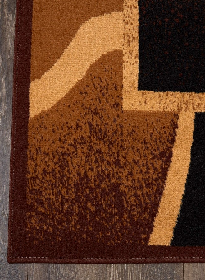 Home Dynamix Premium Rizzy Contemporary Abstract Border Runner Area Rug, Brown/Beige, 1'9"x7'2" - Image 4