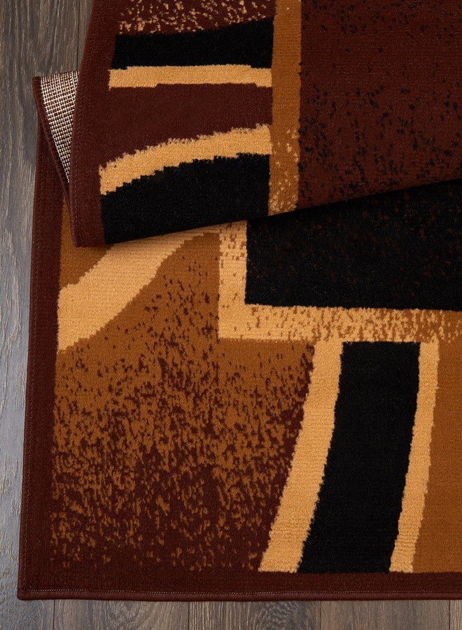 Home Dynamix Premium Rizzy Contemporary Abstract Border Runner Area Rug, Brown/Beige, 1'9"x7'2" - Image 5