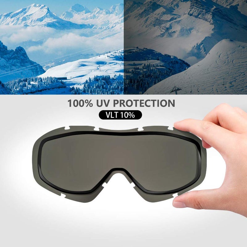 OutdoorMaster OTG Ski Goggles - Over Glasses Ski/Snowboard Goggles for Men, Women & Youth - 100% UV Protection (Stripe Frame + VLT 11.7% Grey Lens) - Image 3
