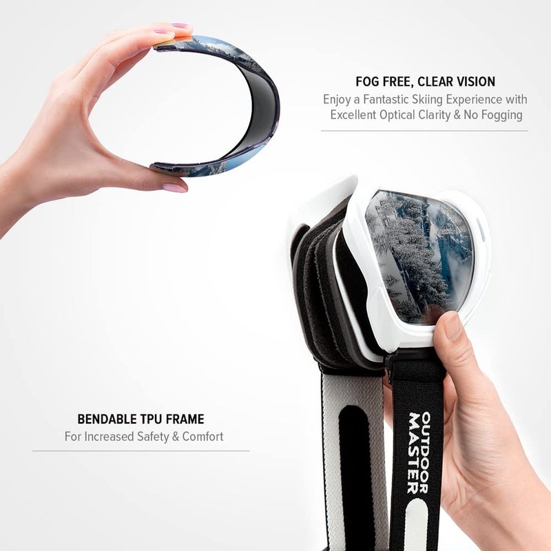 OutdoorMaster OTG Ski Goggles - Over Glasses Ski/Snowboard Goggles for Men, Women & Youth - 100% UV Protection (Stripe Frame + VLT 11.7% Grey Lens) - Image 4