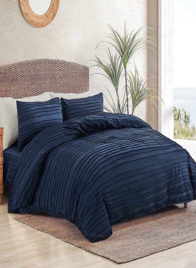 NEXHOME PRO Duvet Cover Full Size, Navy 3 Pieces Boho Tufted Duvet Cover Set, Soft and Lightweight Microfiber Comforter Cover Set for All Season (Navy Full, 80 x 90)-No Comforter - Image 2