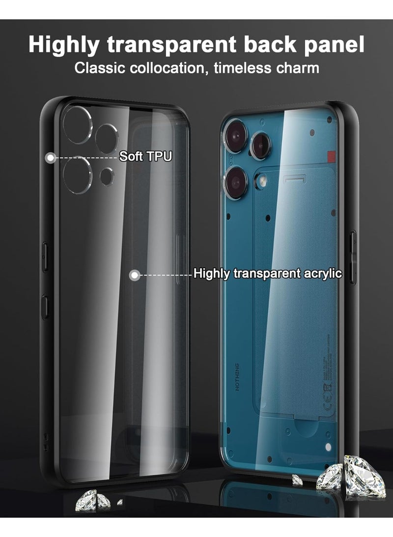 Case for Nothing Phone 3a Lite Shockproof Crystal Clear Hard Back Cover [Anti-Yellowing] Case 360 Degree Protection TPU Bumper Transparent Back Cover Case for Nothing Phone 3a Lite - Image 4