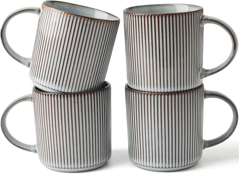 famiware Coffee Mug Set for 4, 12 oz Smoky Blue Mugs with Handles for Coffee, Tea, Cocoa, and Milk - Image 1