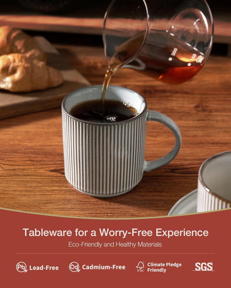 famiware Coffee Mug Set for 4, 12 oz Smoky Blue Mugs with Handles for Coffee, Tea, Cocoa, and Milk - Image 2