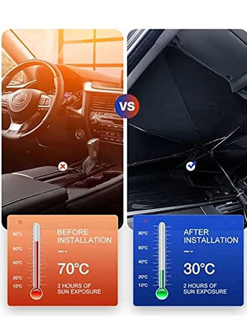 الزجاج الأمامي للسيارة مظلة واقية من الشمس مظلة للسيارة تستخدم للزجاج الأمامي يمكن أن تحافظ على برودة السيارة وكتلة غير تالفة ارتفاع درجة الحرارة فوق البنفسجية غطاء حماية ظلة كبيرة - Image 4