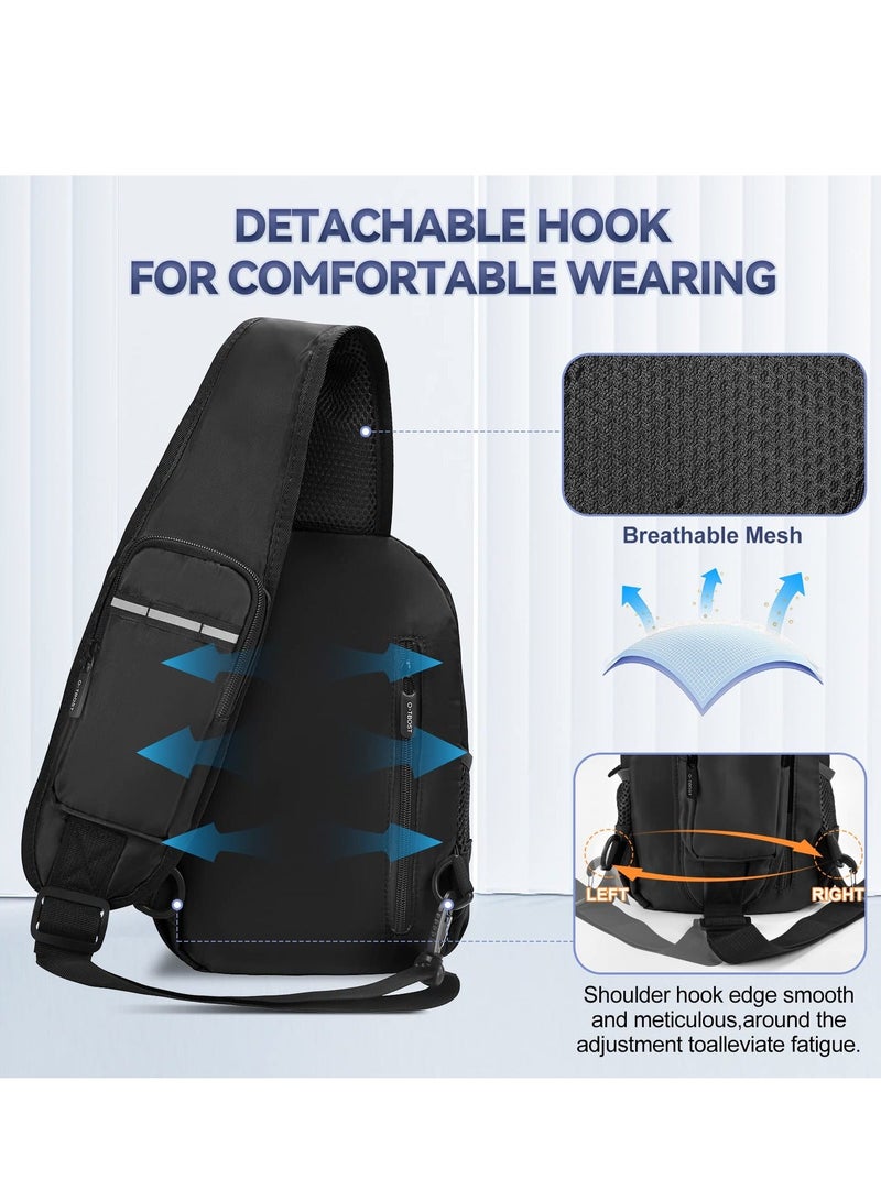 Y&D Sling Bags for Men, Chest Bag Crossbody Men/Women with USB Charging Port, Cell Phone Holder Sport Daypack Men Women Cycling Hiking Camping Traveling - Image 5