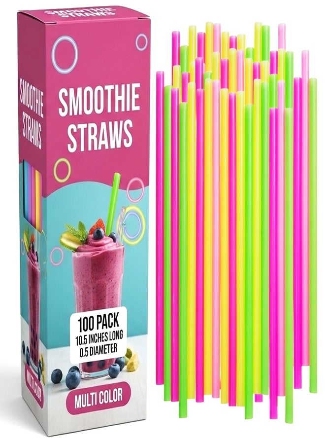 هاوسابلز شفاطات سموثي، شفاطات بوبا، شفاطة ميلك شيك جامبو، للميلك شيك، كبيرة، عريضة، شاي الفقاعات، للاستخدام مرة واحدة، سميكة، كبيرة، للشرب، قطر 0.5 بوصة، بلاستيكية، متعددة الألوان، عبوة من 100 قطعة، طول 10.5 بوصة - Image 1