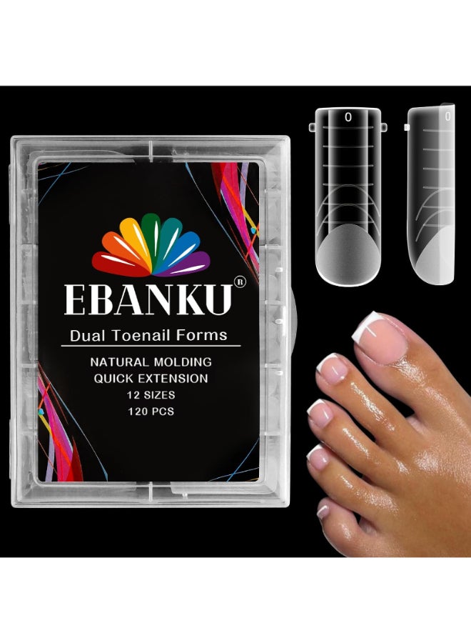 EBANKU Poly Gel Toenail Kit Toe Dual Nail Forms Reusable Poly Gel Nail Kit for Toe Nail Extension Gel Press on Toe Nail Tips Poly Gel Toenail Forms for Women Pedicure Tools 120PCS 120 Sizes - Image 2