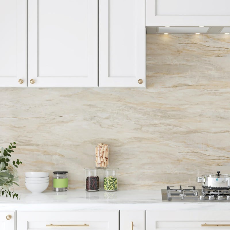 Wallercity Beige Oak Wood Grain Contact Paper for Countertops Peel and Stick Wood Wallpaper for Kitchen Bathroom Self Adhesive Waterproof Vinyl Contact Paper for Cabinets Counters Tables 15.8x236 in - Image 4
