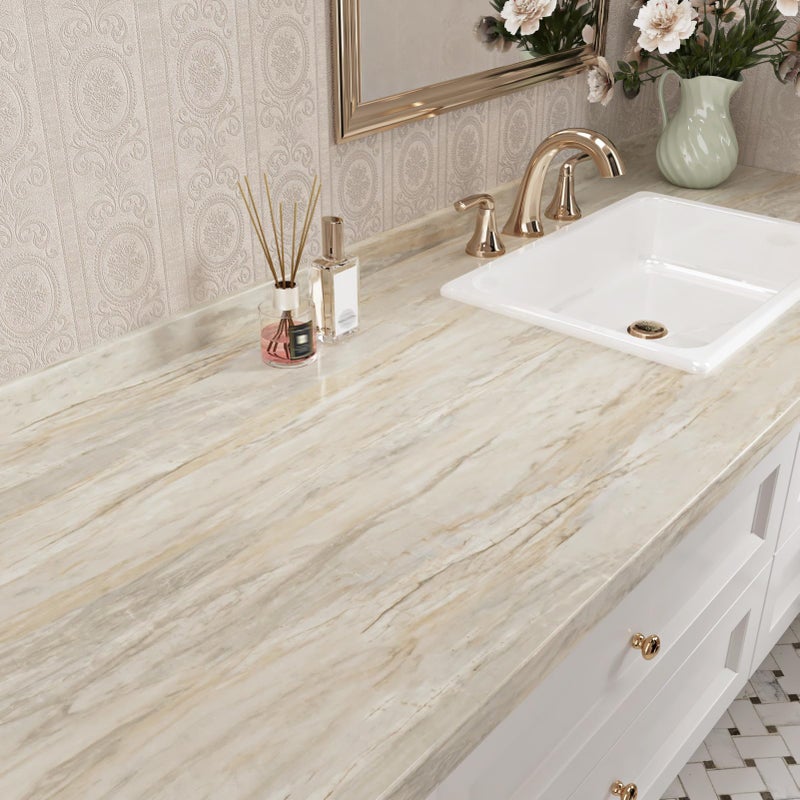 Wallercity Beige Oak Wood Grain Contact Paper for Countertops Peel and Stick Wood Wallpaper for Kitchen Bathroom Self Adhesive Waterproof Vinyl Contact Paper for Cabinets Counters Tables 15.8x236 in - Image 5