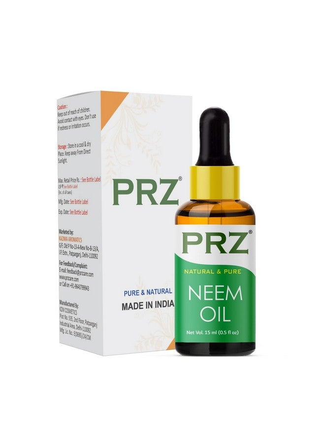 بي ار زد زيت النيم الناقل المعصور على البارد من PRZ - زيت طبيعي نقي وذو درجة علاجية للعناية بالبشرة والعناية بالشعر، 15 مل - Image 1