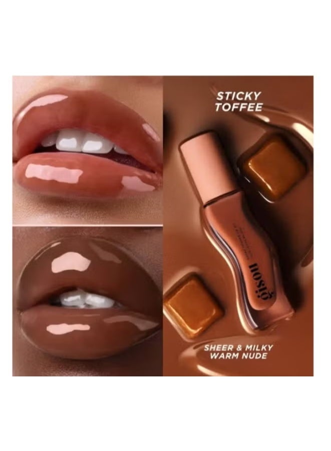 جيسو زيت الشفاه "ستيكي توفي" (Sticky Toffee) المعزز بالعسل من "جيسو" (Gisou) - سعة 8 مل | مستحضر مرطب ومغذٍ للشفاه، يمنح لمعاناً فائقاً ومظهراً براقاً. - Image 2