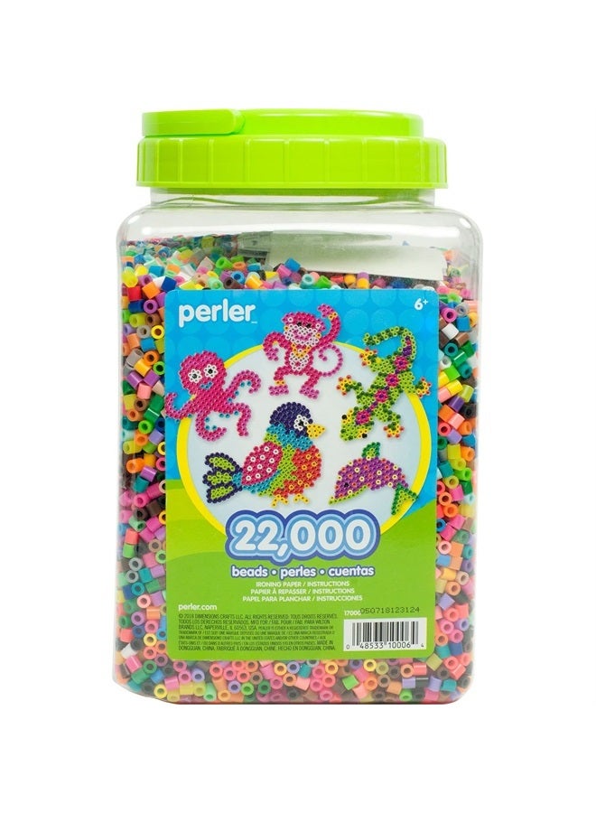 Perler 17000 Assorted Bulk Fuse Beads Set with Storage Jar for Arts and Crafts, Multicolor, 22000 pcs - Image 1