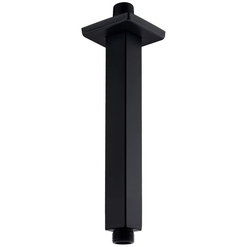 Anpean 8 Inch Square Ceiling Mounted Shower Arm and Flange Matte Black