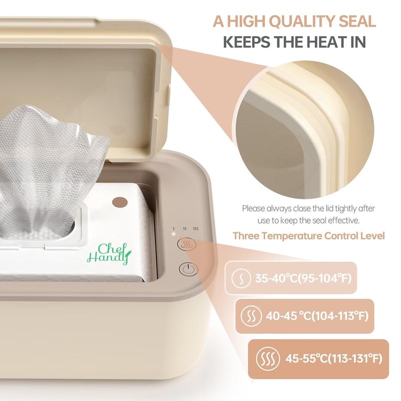 Chefhandy Baby Wipe Warmer & Wet Wipes Dispenser, 3-Mode Temperature Control, Large Capacity, Even Heating, Silent Operation for Babies & Adults, Yellow - Image 2