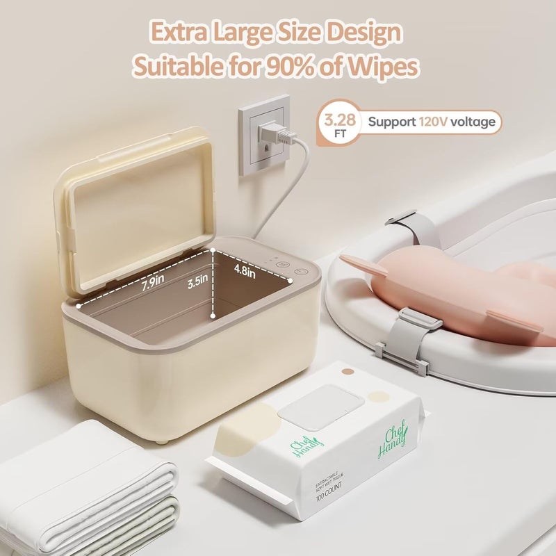 Chefhandy Baby Wipe Warmer & Wet Wipes Dispenser, 3-Mode Temperature Control, Large Capacity, Even Heating, Silent Operation for Babies & Adults, Yellow - Image 4