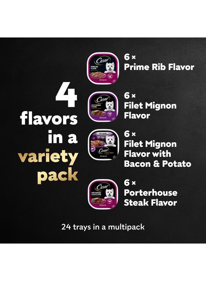 CESAR Adult Soft Wet Dog Food Steak Lovers Variety Pack with Real Meat, (24) 3.5 oz. Trays - Image 1