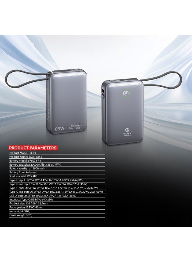 Toby's Toby’s Professional 65W 1000mAh Fast Charging Power Bank – Ultra-Compact 15cm Portable Battery Pack with Quick Charge, CE Certified, Flight Safe for Smartphones & Small Devices - Image 2