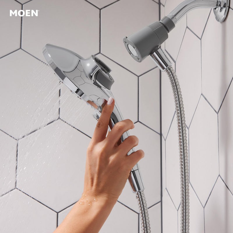 Moen Engage Chrome Magnetix Six-Function 5.5-Inch Wide Handheld Shower Head with Hose and Magnetic Docking System, 26112 - Image 3