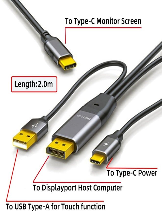NFHK Displayport to USB C Cable 4k@60hz with USB Power Supply Support Touch Display for Host Connected to Portable Screen/VR Glasses 6.56FT/2.0M - Image 3