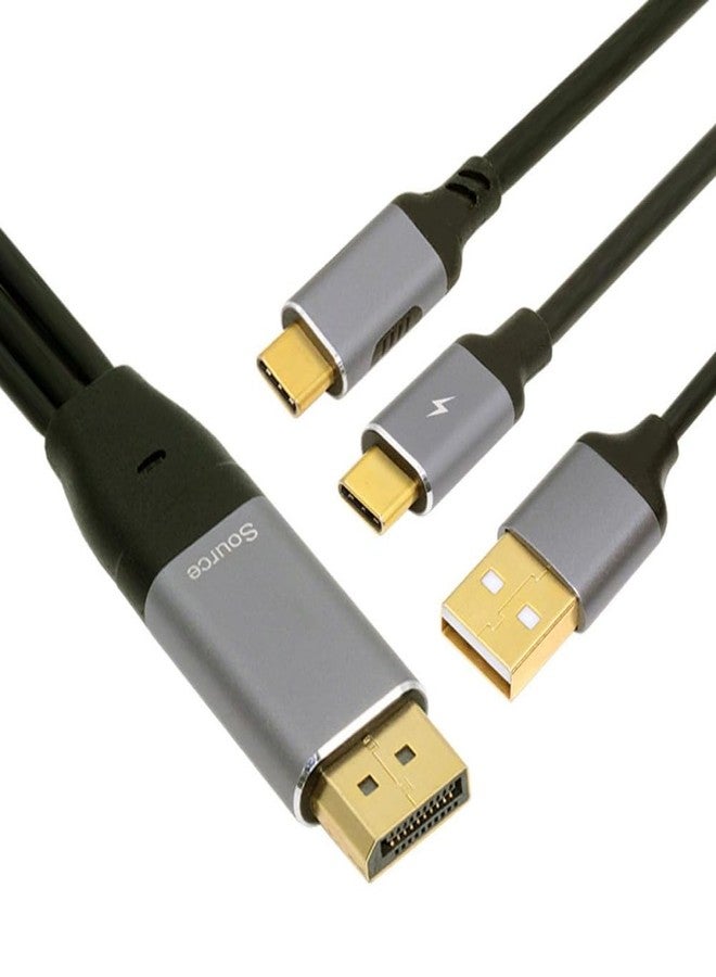 NFHK Displayport to USB C Cable 4k@60hz with USB Power Supply Support Touch Display for Host Connected to Portable Screen/VR Glasses 6.56FT/2.0M - Image 1
