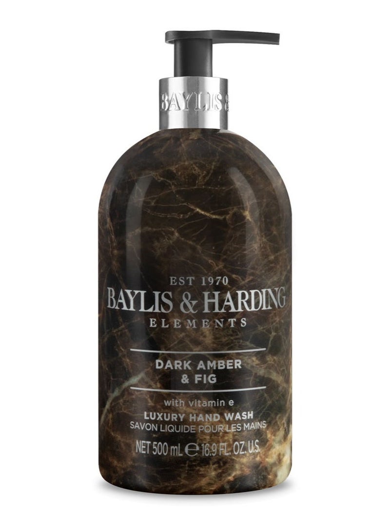 Baylis & Harding Elements Dark Amber and Fig Hand Wash, 500ml | Vegan | Enriched in Vitamin E | Nourishing, Hydrating and Moisturising Formula | Paraben Free - Image 1