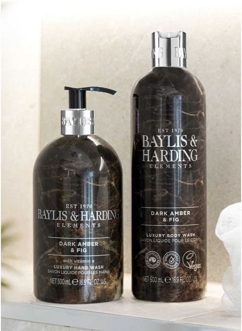 Baylis & Harding  Elements Dark Amber and Fig Hand Wash, 500ml | Vegan | Enriched in Vitamin E | Nourishing, Hydrating and Moisturising Formula | Paraben Free  | Best Price UAE