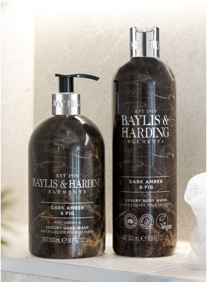 Baylis & Harding Elements Dark Amber and Fig Hand Wash, 500ml | Vegan | Enriched in Vitamin E | Nourishing, Hydrating and Moisturising Formula | Paraben Free - Image 4